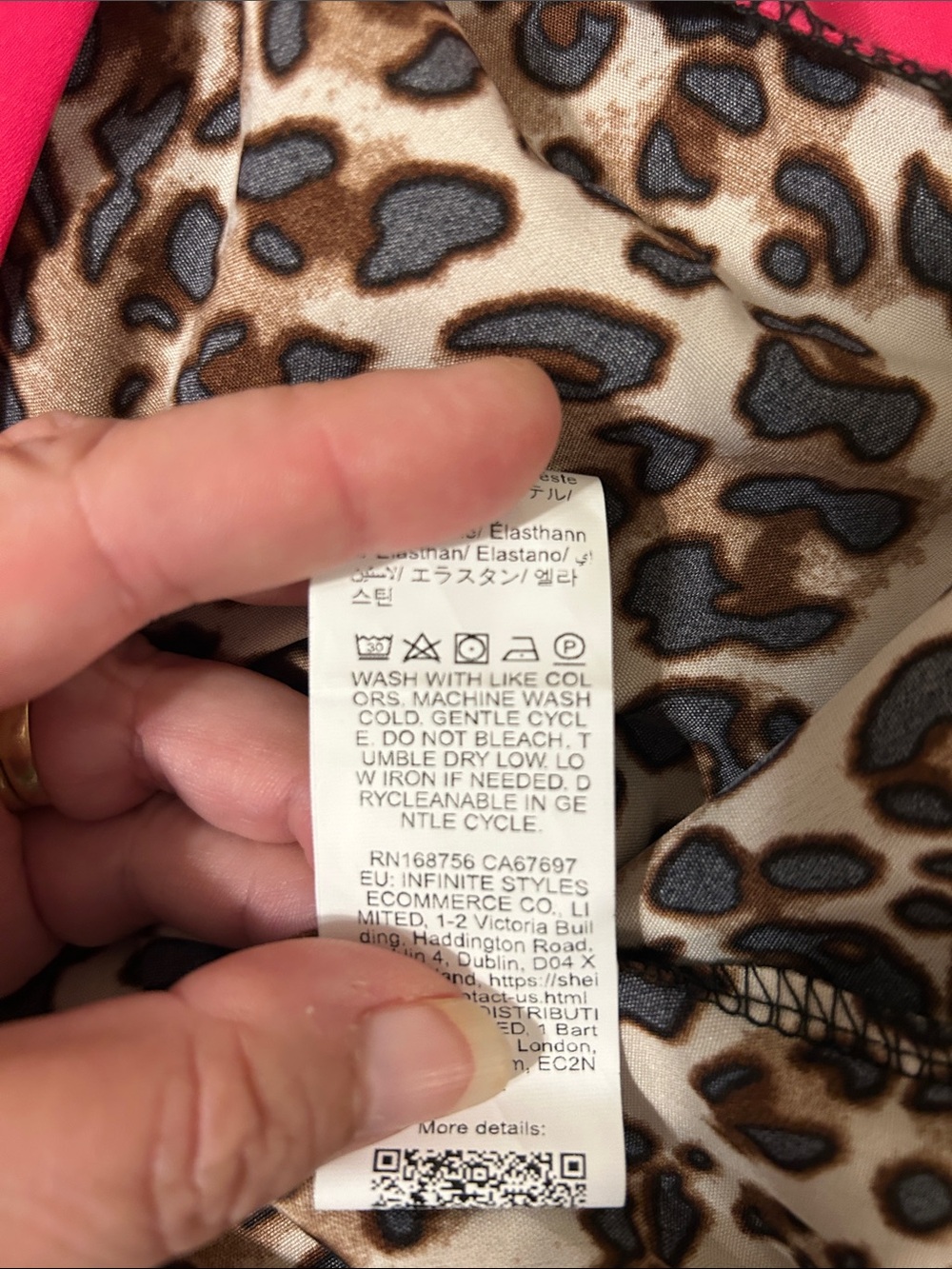 SHEIN Leopard Print Wide Leg Pants & Top Set with Pink Trim 🩷🩷🩷🩷🩷— GENTLY USED - Picture 6 of 6